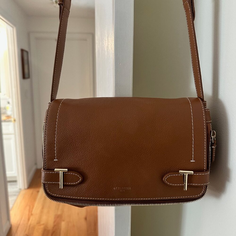 Le Tanneur Medium Simone Crossbody Bag (Brown Leather- EUC)